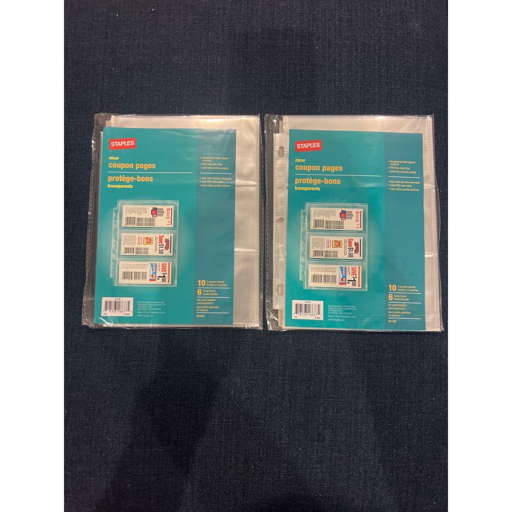 Staples Clear‎ Coupon Pages Transparents Binder Organizer Sheets (Two sets)